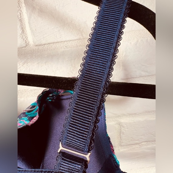 NWOT Soma Sensuous Lace Lined Balconet Underwire Bra 36 D Floral Blue #0422 - Picture 4 of 12